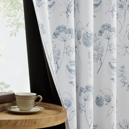 Miniatura 18 de FMFUNCTEX - Cortinas 100% blackout, 63 pulgadas de largo, estampado floral, aislamiento térmico, bolsillo para cortinero, 2 paneles, estilo granja