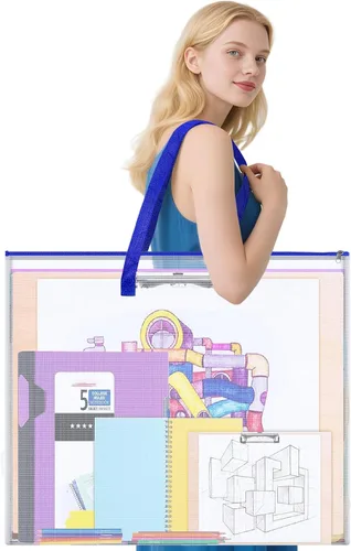 Miniatura 10 de AKAYOK Bolsa grande de almacenamiento para pósteres, bolsa de arte de 25 x 19 pulgadas con bolsillo para póster, alfombrillas de corte, álbum