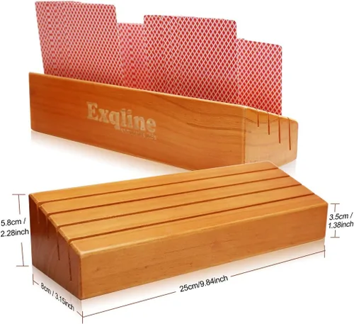 Miniatura 4 de Exqline Juego de 2 soportes de madera para naipes para niños, personas mayores y adultos, 9.84 pulgadas 3.1 pulgadas, lo suficientemente portátil