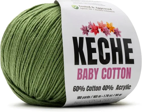 Miniatura 63 de Keche Hilo de algodón, 60% algodón, 40% hilo acrílico, hilo de algodón suave para crochet y tejer, hilo amigurumi, 1 madeja/bola, 1.76 onzas (50g)