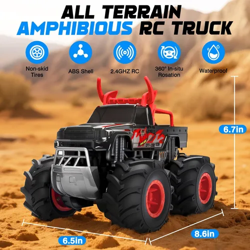 Miniatura 4 de Juguetes de Camión Monstruo Impermeable 1:16 Autos RC, Camión de Control Remoto 2.4GHz para Niños de 8,9,10,11,12 Años, 4WD Todo Terreno con Luces