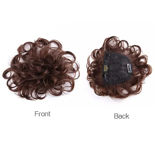 Miniatura 6 de RemeeHi Toppers de cabello humano corto, rizado, ondulado, 4.7 x 4.7 pulgadas, sin costuras, esponjoso, repuesto para cubrir el cabello blanco