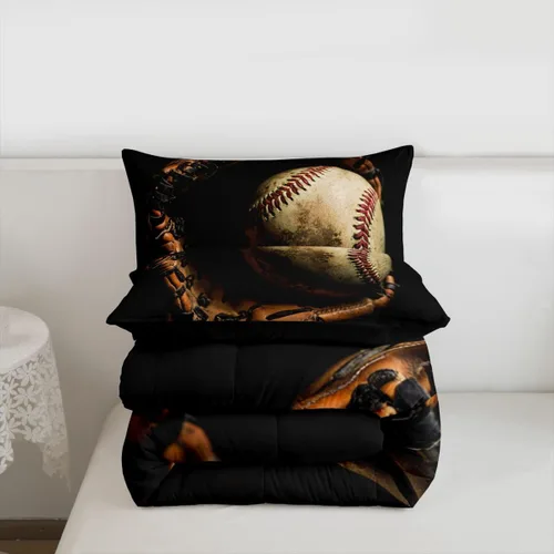 Miniatura 7 de Erosebridal Juego de edredón de béisbol tamaño completo, ropa de cama de juego deportivo, jugador de béisbol, inserto de edredón para niños