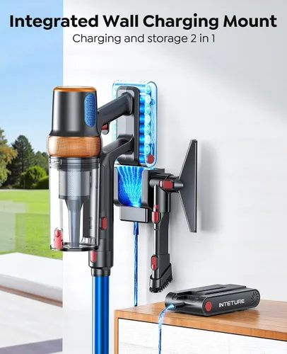 Miniatura 11 de Aspiradora inalámbrica, 600W 50KPA 65 min aspiradoras para el hogar, aspiradora de palo mejorada con herramienta de limpieza de colchón adicional