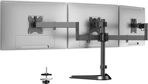 Miniatura 7 de Soporte para monitor cuádruple, totalmente ajustable, apilado, soporte de escritorio de 4 pantallas de computadora de 17 a 32 pulgadas, soporta