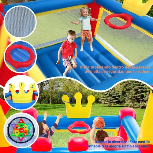 Miniatura 8 de WELLFUNTIME Casa inflable de rebote con soplador, gorila de PVC para niños de 3 a 8 años, casa de juegos inflable para interiores y exteriores