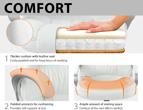 Miniatura 4 de Silla de oficina, diseño ergonómico moderno, respaldo alto, piel sintética, 250 libras resistente, silla de escritorio giratoria con soporte lumbar
