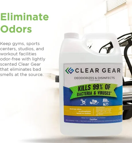 Miniatura 5 de Clear Gear Limpiador de esterillas desinfectantes para gimnasio y desodorante para equipos deportivos y centros de fitness, certificado por la EPA