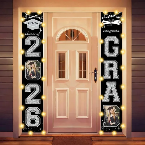 Miniatura 43 de Decoraciones personalizadas para fiestas de graduación 2026 – Cartel de felicitación de graduación grande – Cartel de fondo de graduación