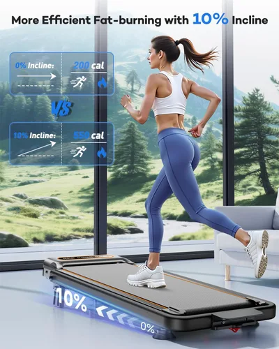 Miniatura 2 de Rayspace Caminadora plegable con 10% de inclinación mejorada, 3.5 HP de bajo ruido, caminadora con barra de mango 4 en 1, cinta de correr portátil