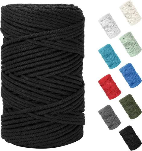Miniatura 151 de Cordón de macramé de 0.079 in x 380 yardas (1140 pies), cuerda de algodón natural para colgar en la pared, ganchos de plantas, manualidades, Beige