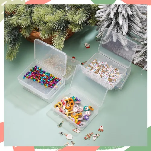 Miniatura 4 de 6 Paquetes Contenedores de Almacenamiento Pequeños Rectangulares de Plástico Transparente Caja Estuche con Tapa con Bisagras Organizador