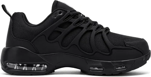 Miniatura 7 de LARNMERN Zapatos deportivos con punta de acero para hombre, doble amortiguación de aire, antideslizantes, zapatos de seguridad para trabajo
