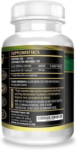 Miniatura 3 de Actif Noni orgánico de máxima resistencia, 100% noni hawaiano natural, sin OMG, fabricado en Estados Unidos, 100