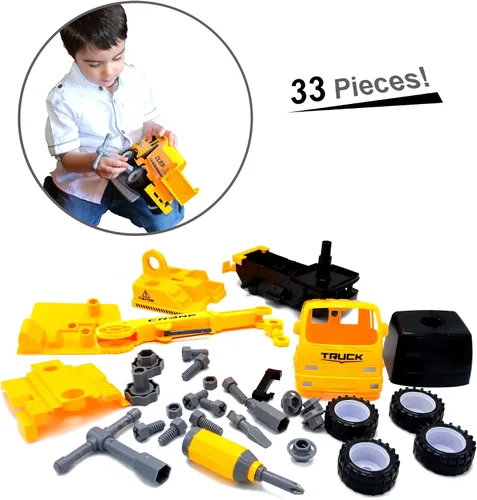 Miniatura 2 de MUKIKIM Construye un camión - grúa. Desarme y vuelva a armarlo + alimentado por fricción (2 juguetes en 1!) Impresionante juguete galardonado que