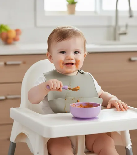 Miniatura 2 de PandaEar Paquete de 5 baberos de silicona impermeables para bebés, babero de alimentación súper fino y ligero con bolsillo para atrapar alimentos