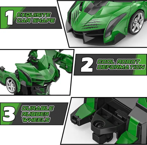 Miniatura 4 de BLUEJAY Transform RC Cars para niños de 4-7 y 8-12 años, auto robot de control remoto 2.4 GHz, escala 1:18, transformación con un botón, rotación