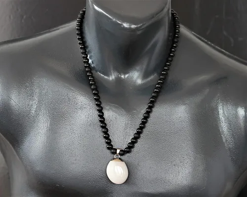 Miniatura 95 de Colgante de turmalina cruda natural, Collar de cuentas de ónix negro genuino, Collar de piedra negra, Collar de piedras preciosas, Cuentas de 0.315