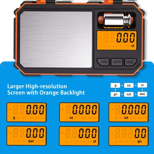 Miniatura 4 de AMIR Báscula digital de bolsillo, escala de gramo 7.05 oz/0.00 oz, 6 unidades de conversión inteligente con función de calibración y tara, pantalla