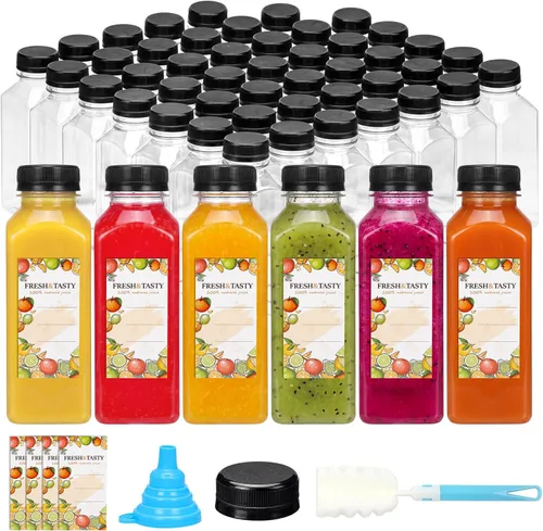 Miniatura 11 de TOMNK 12pcs 2oz Plastic Shot Juice Bottles with Caps, Reusable Clear Bulk Beverage Containers for Ginger Shot, Juice, Milk and Other Beverages