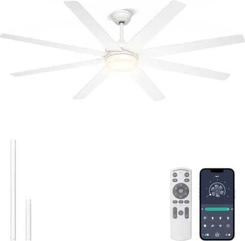 Miniatura 15 de Ventiladores de techo de 60 pulgadas con luces – Moderno ventilador de techo negro con control remoto/aplicación, regulable, silencioso ventilador