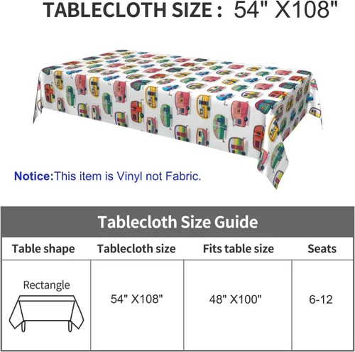 Miniatura 7 de DPLin Mantel de camping impermeable reutilizable para mesa de pícnic, mantel Happy Camper, manta de picnic al aire libre
