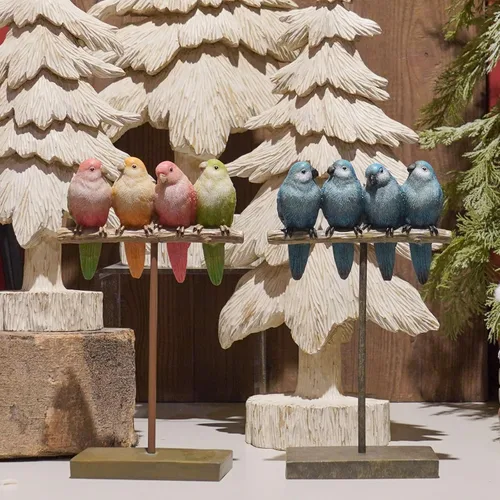 Miniatura 8 de Braxio Figuras de pájaro para decoración del hogar, decoración de resina de pájaro azul para estante mesa escritorio, acento decorativo moderno
