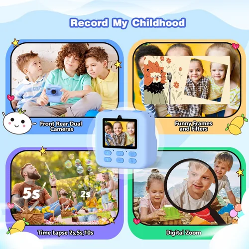 Miniatura 3 de Masterbee Cámara para Niños con Impresión Instantánea, Regalos de Cumpleaños para Niñas y Niños, Cámara Digital para Niños, Video HD 1080P, Juguetes