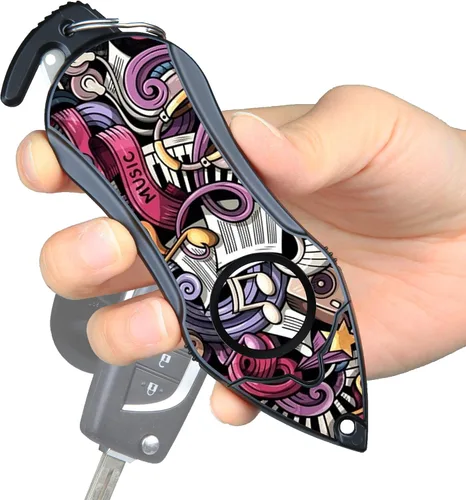 Stinger Llavero de alarma personal, herramienta de emergencia, sirena de alarma de pánico de seguridad, cortador de cinturón de seguridad, rompe