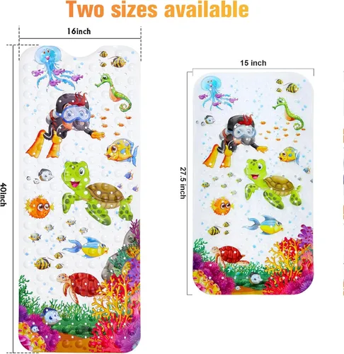 Miniatura 5 de Alfombra de baño antideslizante para bañera y ducha, lavable a máquina, antideslizante, con dibujos animados, con agujeros de drenaje y ventosas
