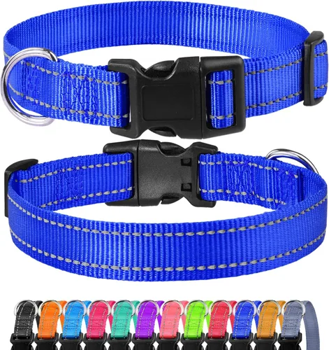 Miniatura 13 de FunTags Collar reflectante para perros, collares de nailon resistentes para perros pequeños machos y hembras, collar ajustable para perros