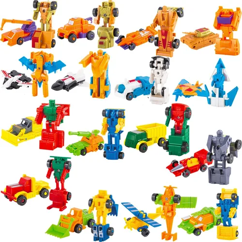 Morphing Robot - Vehículos de juguete de construcción, mini vehículos de tracción para niños, juego de 16 figuras de acción, suministros de fiesta,