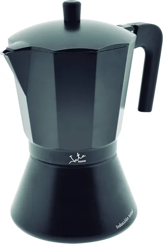 Jata Hogar Cafetera italiana de inducción completa, aluminio, negro, 6.4 x 5.4 x 8.8 in (CFI9)