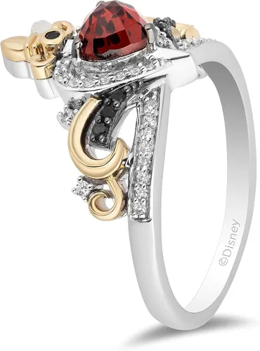 Miniatura 4 de Enchanted Disney Fine Jewelry 10K Yellow Gold and Sterling Silver with 15 Cttw Diamond and Red Garnet Evil Queen Ring