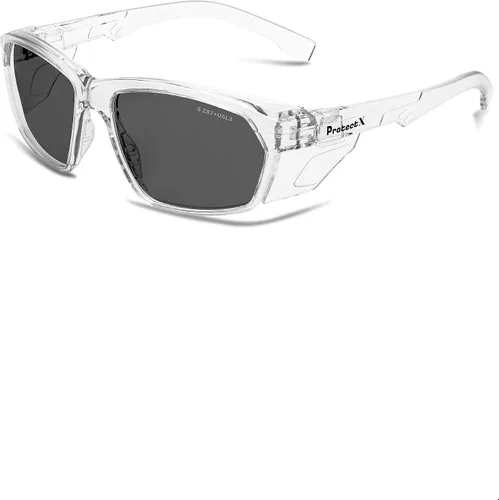 Miniatura 18 de ProtectX Anteojos de seguridad clásicos, lentes antivaho resistentes a los arañazos, gafas protectoras para el trabajo, interior/exterior, ANSI Z87.1