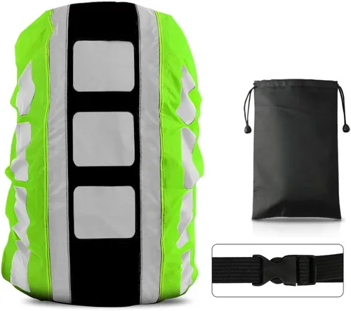 Miniatura 19 de LAMA Paquete de 2 fundas impermeables para mochila, protector reflectante a prueba de lluvia para antipolvo y antirrobo, tamaño M