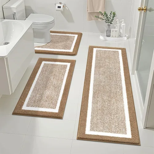 Miniatura 8 de Pauwer Juego de baño, alfombras de baño antideslizantes, alfombras de ducha absorbentes para suelo de baño, bañera y ducha, color azul aguamarina