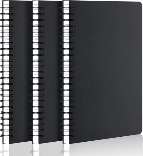 Miniatura 12 de EUSOAR Cuaderno de espiral de tapa dura, tamaño A5, paquete de 3 unidades de 5.5 x 8.3 pulgadas, 120 páginas, cuaderno de espiral con gráficos