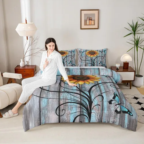Miniatura 49 de Erosebridal Juego de edredón de zorro para niños, edredón de plumón de oso bosque, ciervo, para dormitorio de niños y niñas, juego de ropa de cama