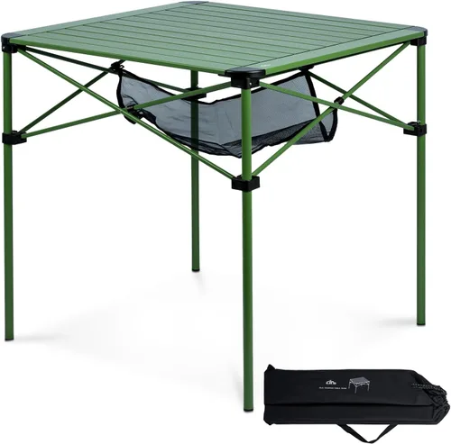 Miniatura 12 de iClimb Mesa ligera y estable de aluminio plegable cuadrada con parte superior enrollable y bolsa de transporte para acampar, picnic, patios