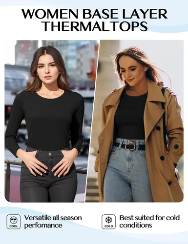 Miniatura 6 de Women's Long Sleeve Thermal Underwear Lightweight Compression Baselayer Shirt Women Clothing Premium Comfort Winter Tops
