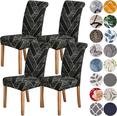 Miniatura 8 de HZDHCLH Juego de 6 fundas grises para sillas Parsons de elastano para comedor, fundas elásticas de elastano para sillas Parsons, fundas de asiento