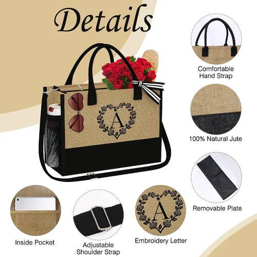 Miniatura 3 de Regalos personalizados para mujeres, regalos para el día de la madre, bolsa de playa inicial y bolsa de maquillaje, regalos de cumpleaños