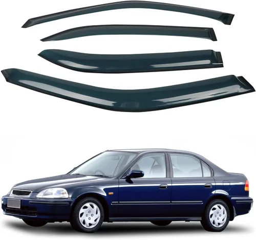 4 piezas de protectores de lluvia para ventanas y deflectores de viento para Honda Civic de 4 puertas sedán, 1996-2000, para montaje exterior
