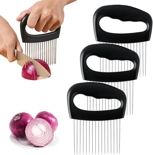 Miniatura 9 de Soporte de cebolla para rebanar, soporte para rebanar cebolla de acero inoxidable, 2025 nuevo cortador de verduras Tamato actualizado 2025, 1 pieza