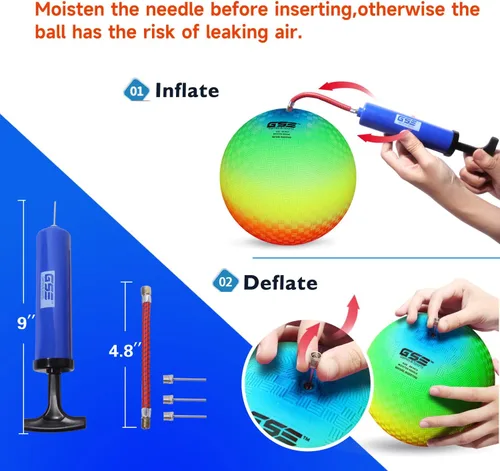 Miniatura 4 de GSE Games & Sports Expert Pelotas inflables para parque infantil, kickball, pelota de Dodge con rebote, balonmano. Ideal para 4 juegos de pelota