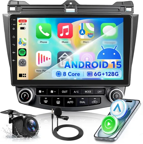Miniatura 9 de Estéreo de coche Android 15 para Honda Accord 2003-2007 Radio inalámbrica Carplay Android Auto 10.1 pulgadas 1080P HD IPS pantalla táctil DSP EQ