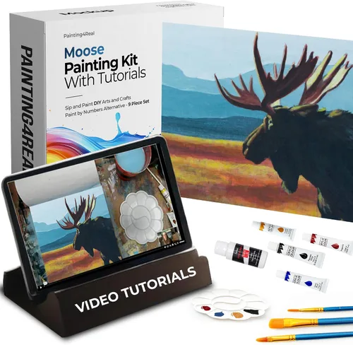 Miniatura 28 de Kits de clase de pintura para adultos con tutoriales en video, aprende a pintar radiant retriever, cómo pintar con juegos de pintura acrílica