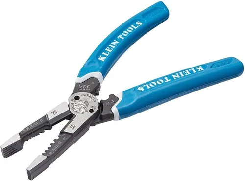 Miniatura 4 de Klein Tools K12065CR - Pelacables, cortador y herramienta engarzadora, fabricado en Estados Unidos, para cortar, pelar, engarzar y torcer