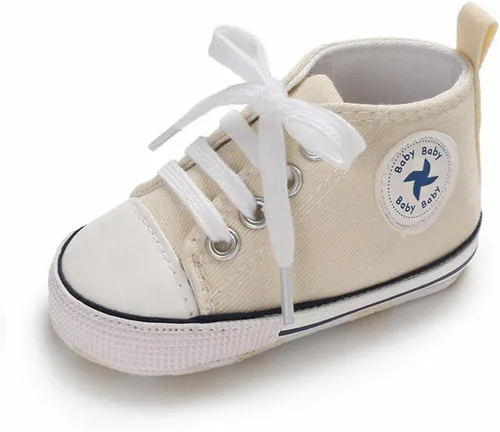 Sekantrol Zapatos unisex para bebés, niñas y niños, suela suave, lona para recién nacidos, primeros pasos, zapatillas altas antideslizantes